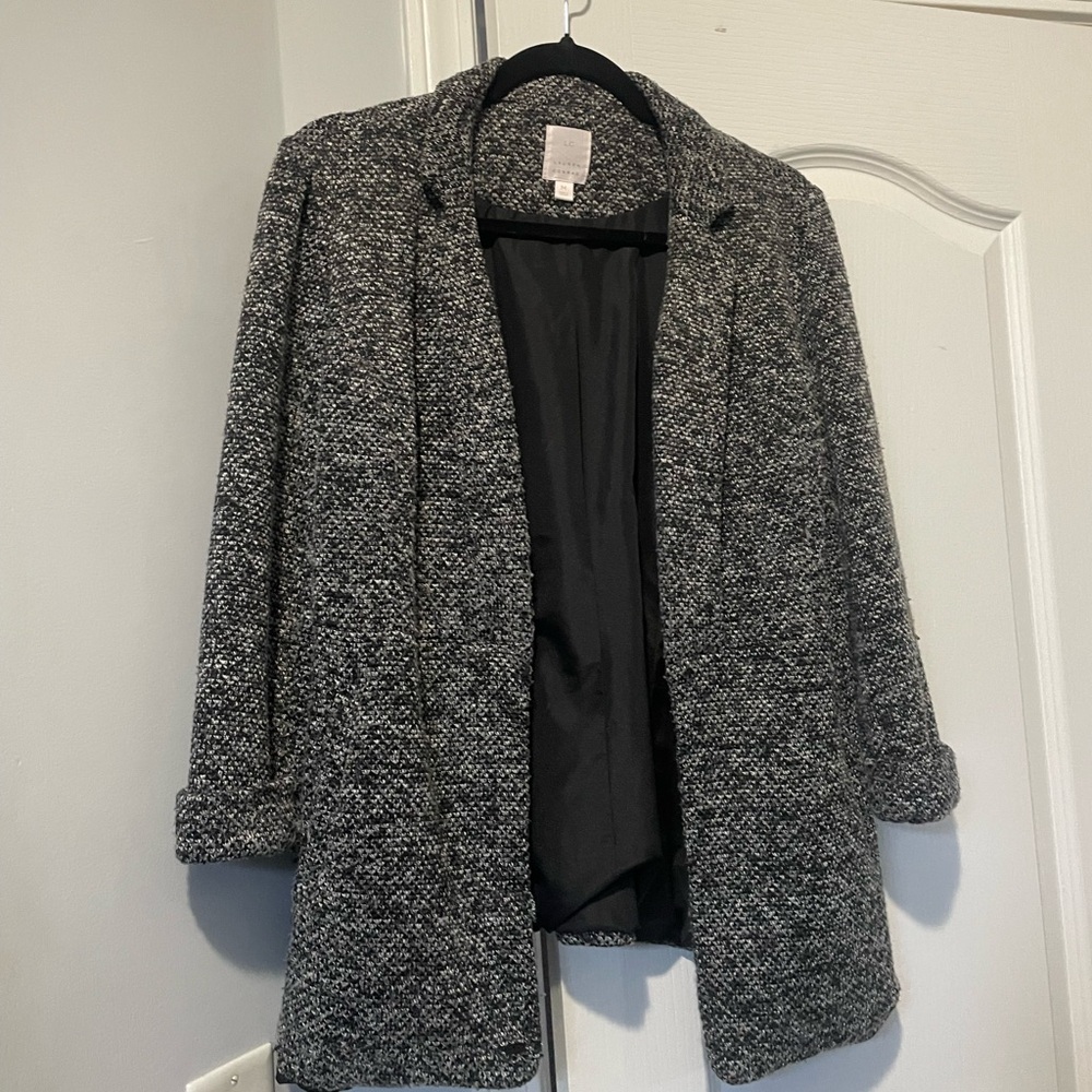LC Lauren Conrad Black and Gray Textured Blazer